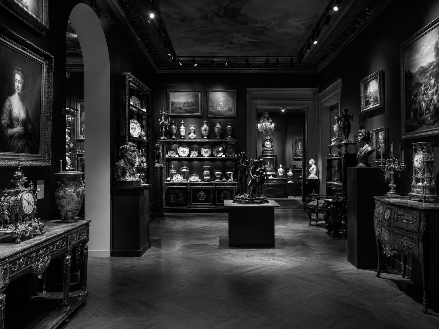 Galerie d'antiquités, intérieur haut de gamme
